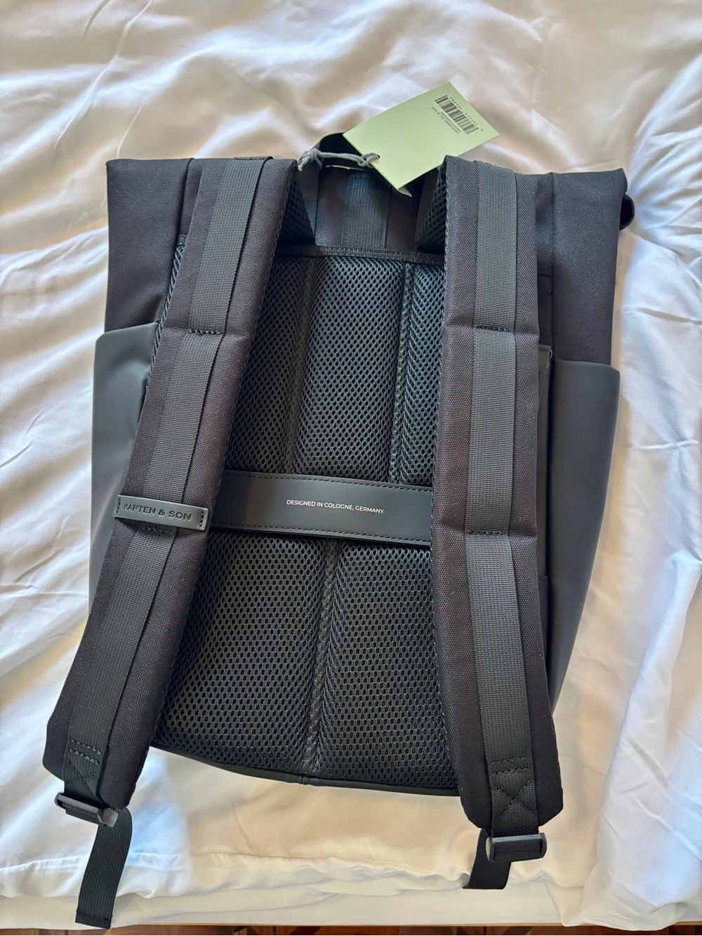 Kapten & Son Black Roll-Top Backpack with Matte Front